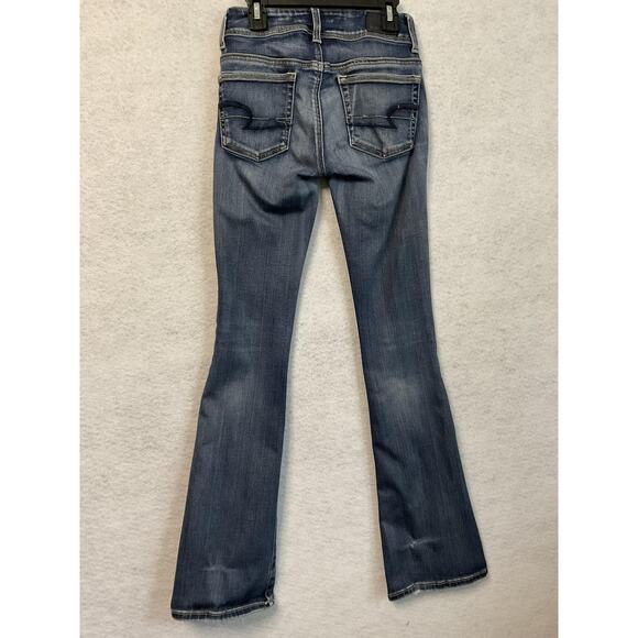 American Eagle Outfitters Jeans Womens 00 Blue Kick Boot Super Stretch Bootcut - Picture 12 of 13